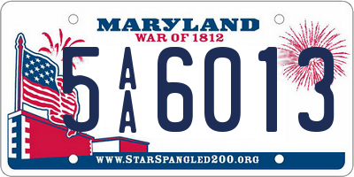 MD license plate 5AA6013