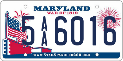 MD license plate 5AA6016