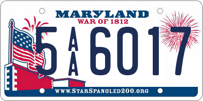 MD license plate 5AA6017