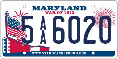 MD license plate 5AA6020