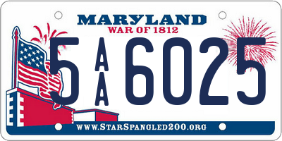 MD license plate 5AA6025