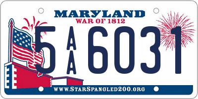 MD license plate 5AA6031