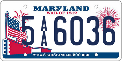 MD license plate 5AA6036