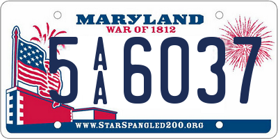 MD license plate 5AA6037