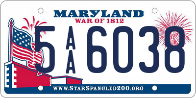 MD license plate 5AA6038