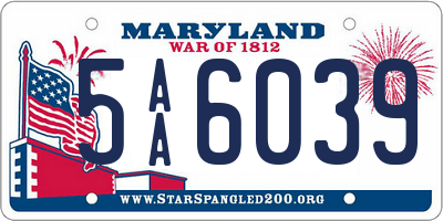 MD license plate 5AA6039