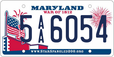 MD license plate 5AA6054