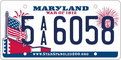 MD license plate 5AA6058