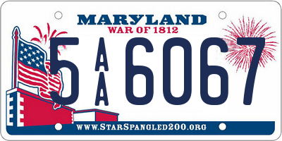 MD license plate 5AA6067