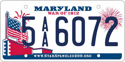 MD license plate 5AA6072