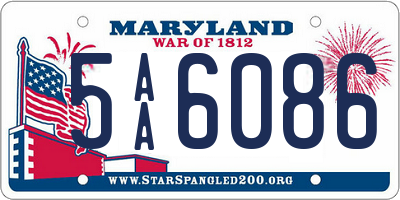 MD license plate 5AA6086