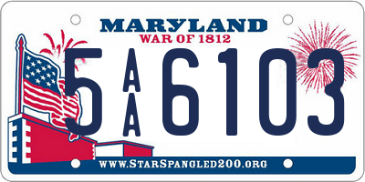 MD license plate 5AA6103