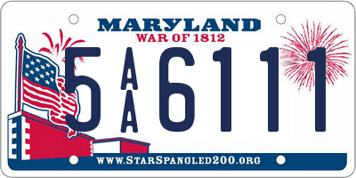 MD license plate 5AA6111