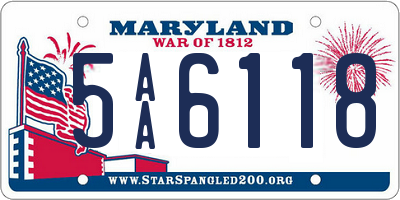 MD license plate 5AA6118