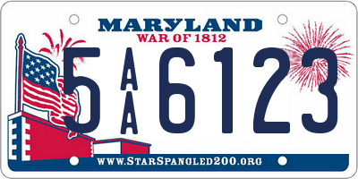 MD license plate 5AA6123