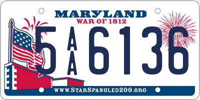 MD license plate 5AA6136