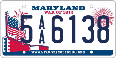 MD license plate 5AA6138