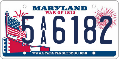 MD license plate 5AA6182