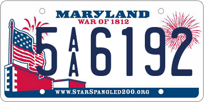 MD license plate 5AA6192