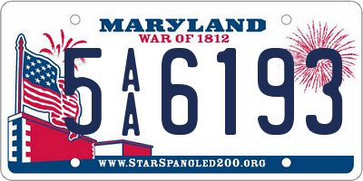 MD license plate 5AA6193