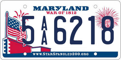 MD license plate 5AA6218