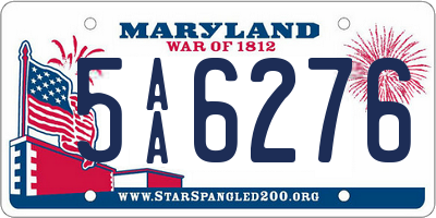 MD license plate 5AA6276