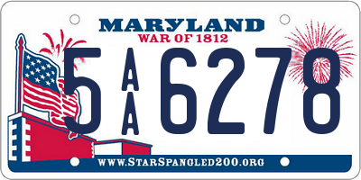 MD license plate 5AA6278