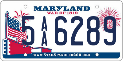 MD license plate 5AA6289