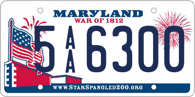 MD license plate 5AA6300