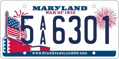 MD license plate 5AA6301