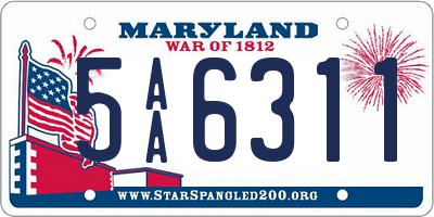 MD license plate 5AA6311