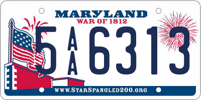 MD license plate 5AA6313