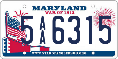 MD license plate 5AA6315