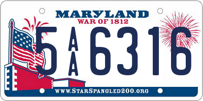 MD license plate 5AA6316