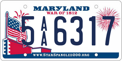 MD license plate 5AA6317