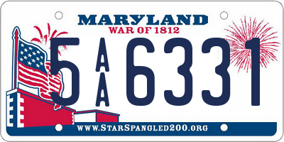 MD license plate 5AA6331