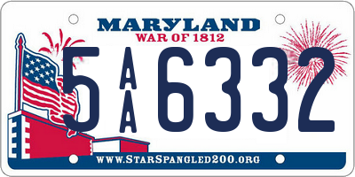 MD license plate 5AA6332