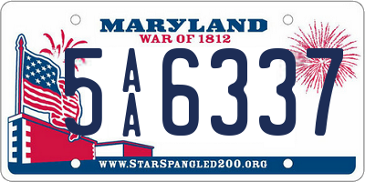 MD license plate 5AA6337