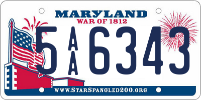 MD license plate 5AA6343