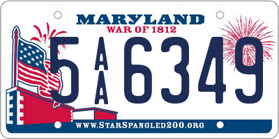 MD license plate 5AA6349