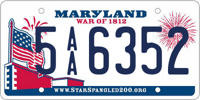 MD license plate 5AA6352