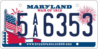 MD license plate 5AA6353