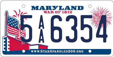 MD license plate 5AA6354