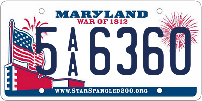 MD license plate 5AA6360