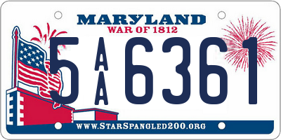 MD license plate 5AA6361