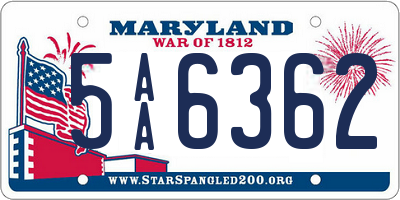 MD license plate 5AA6362