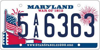 MD license plate 5AA6363