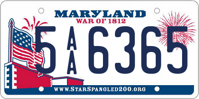 MD license plate 5AA6365