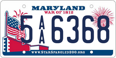 MD license plate 5AA6368