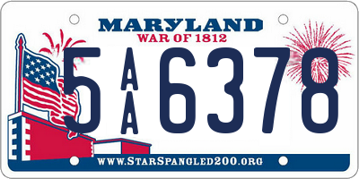 MD license plate 5AA6378